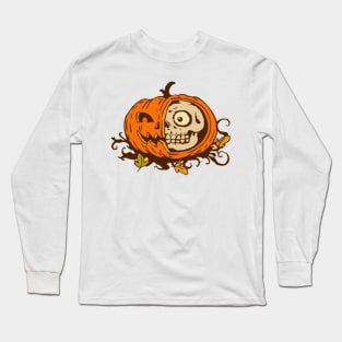 Halloween scary evil pumpkin funny pumpkin head Long Sleeve T-Shirt